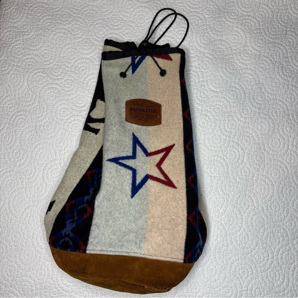 Vintage Pendleton Star Pattern Backpack in Blue, Red, and Cream